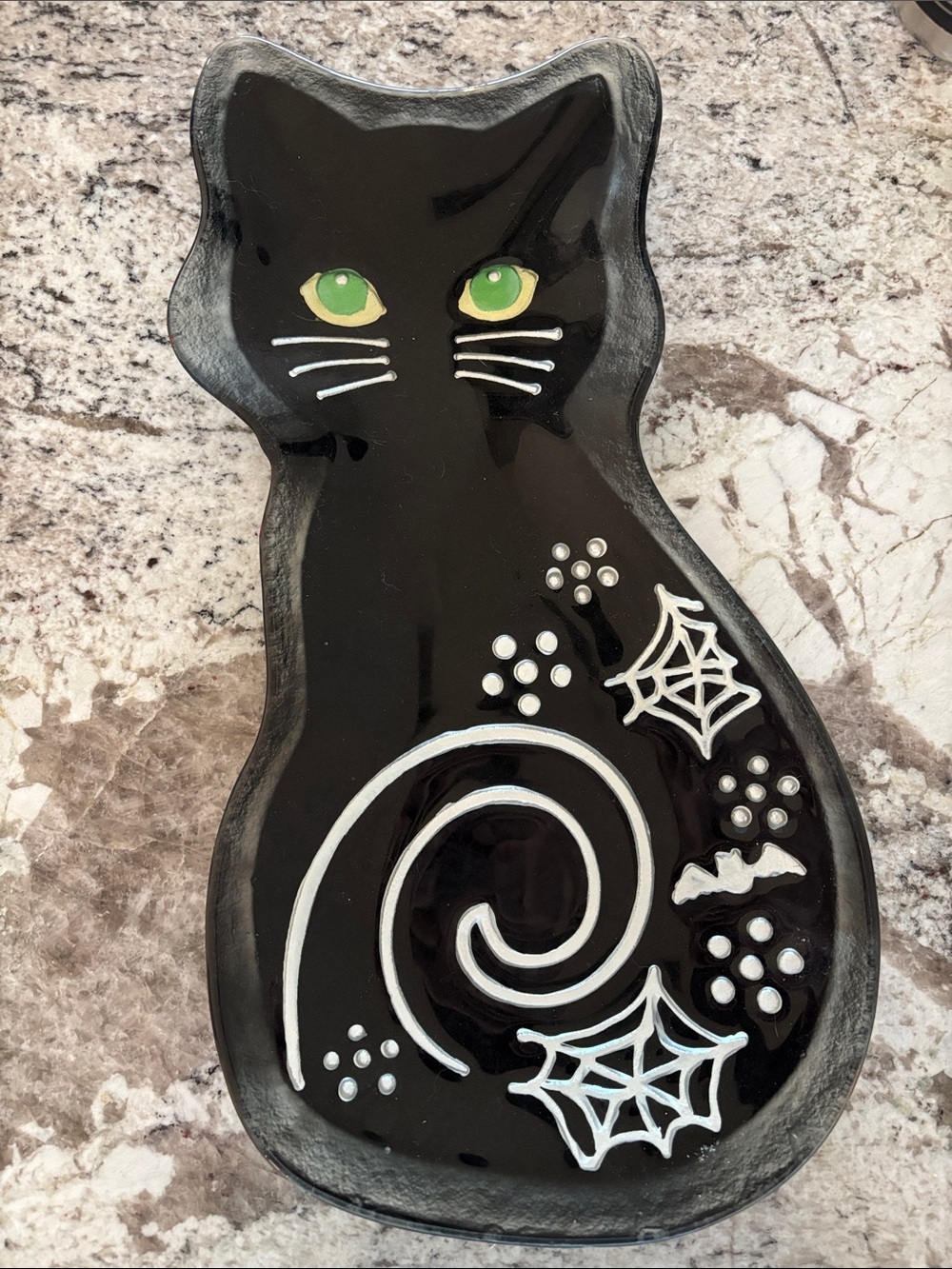 Black Cat GlassTrinket Dish